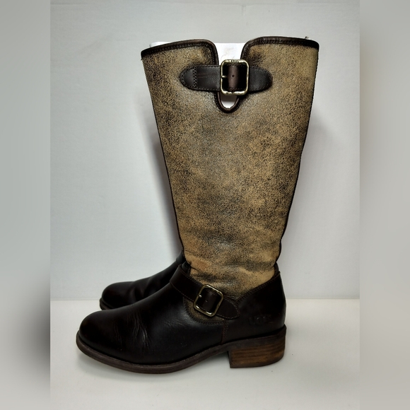 UGG Shoes - UGG Australia Chancery Water Resistant Shearling Lines Brown Leather Boots S 7.5